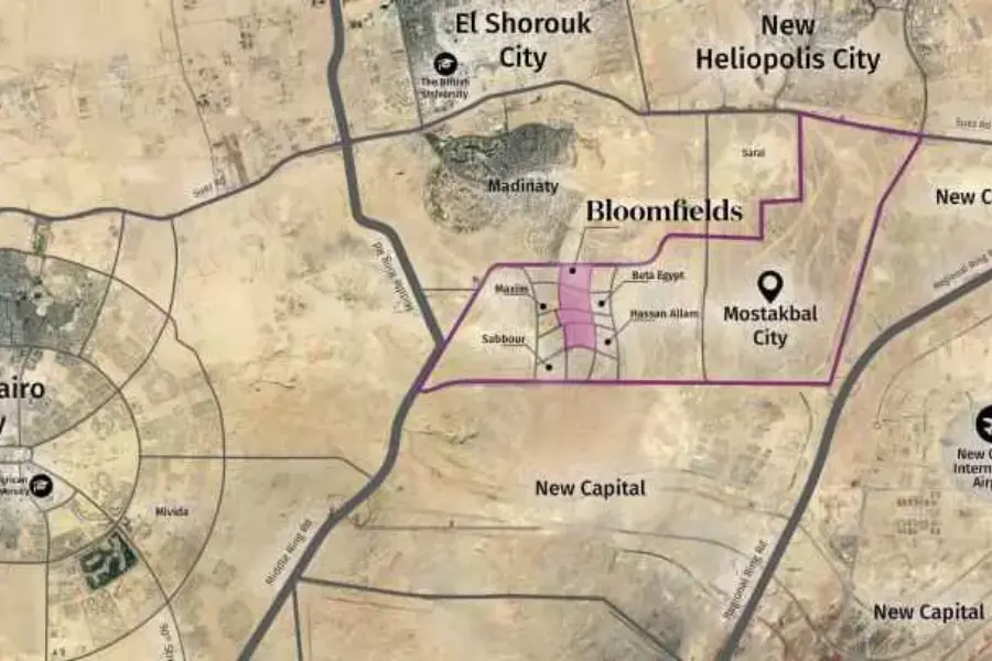خريطة بلوم فيلدز مدينة المستقبل